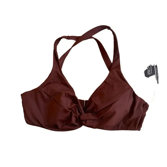 La Blanca Swimming Top Underwater Twisted Front Island Goddess Java Brown 8 New - Picture 3 of 8